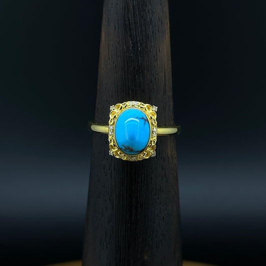 Turquoise & Diamond Gold ring