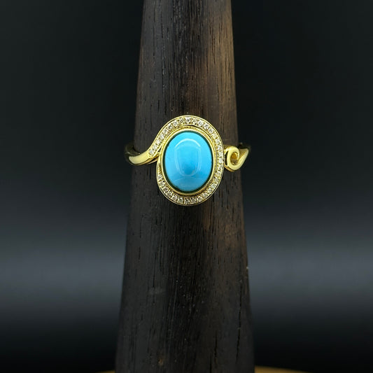 Turquoise & Diamond Gold ring