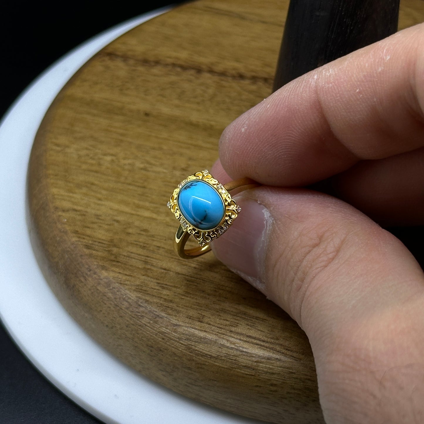 Turquoise & Diamond Gold ring