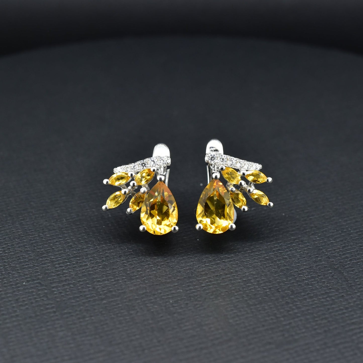 Yellow Topaz Silver Earrings