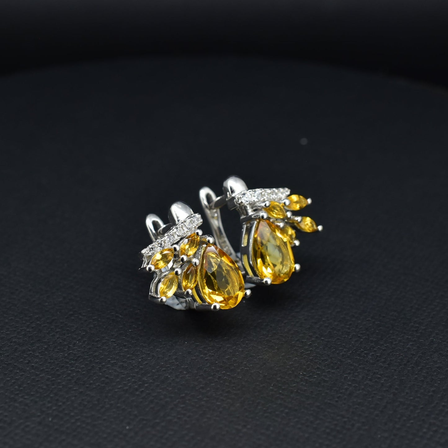 Yellow Topaz Silver Earrings